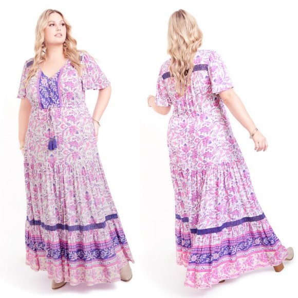 AVEOLOGY Salma Maxi Flutter Boho Dress 22/24 - Picture 1 of 15